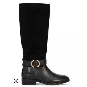 New Vince Camuto Women Samtry2 Black Suede Tall Boots Shoes Size 7.5 Wide Calf